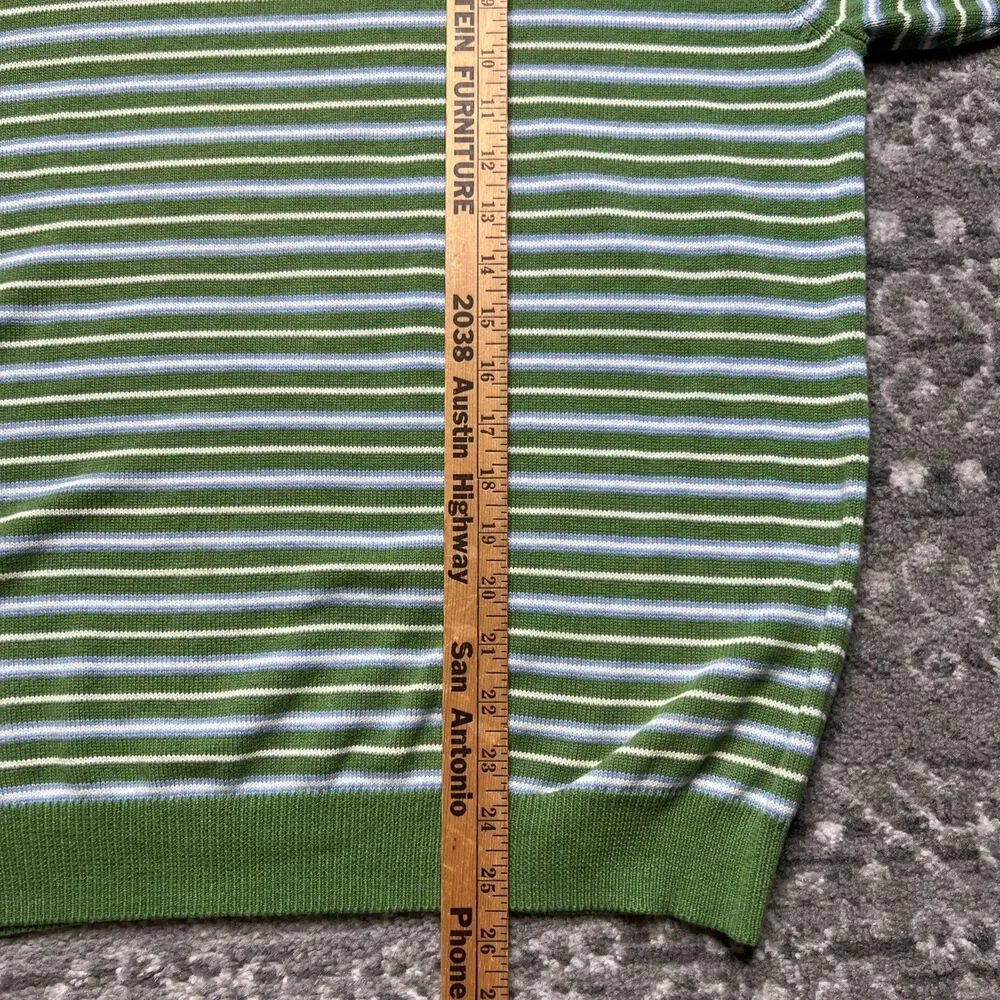J Crew Vintage Mens Pullover Sweater Large Green Stripe Crew  Academia Preppy